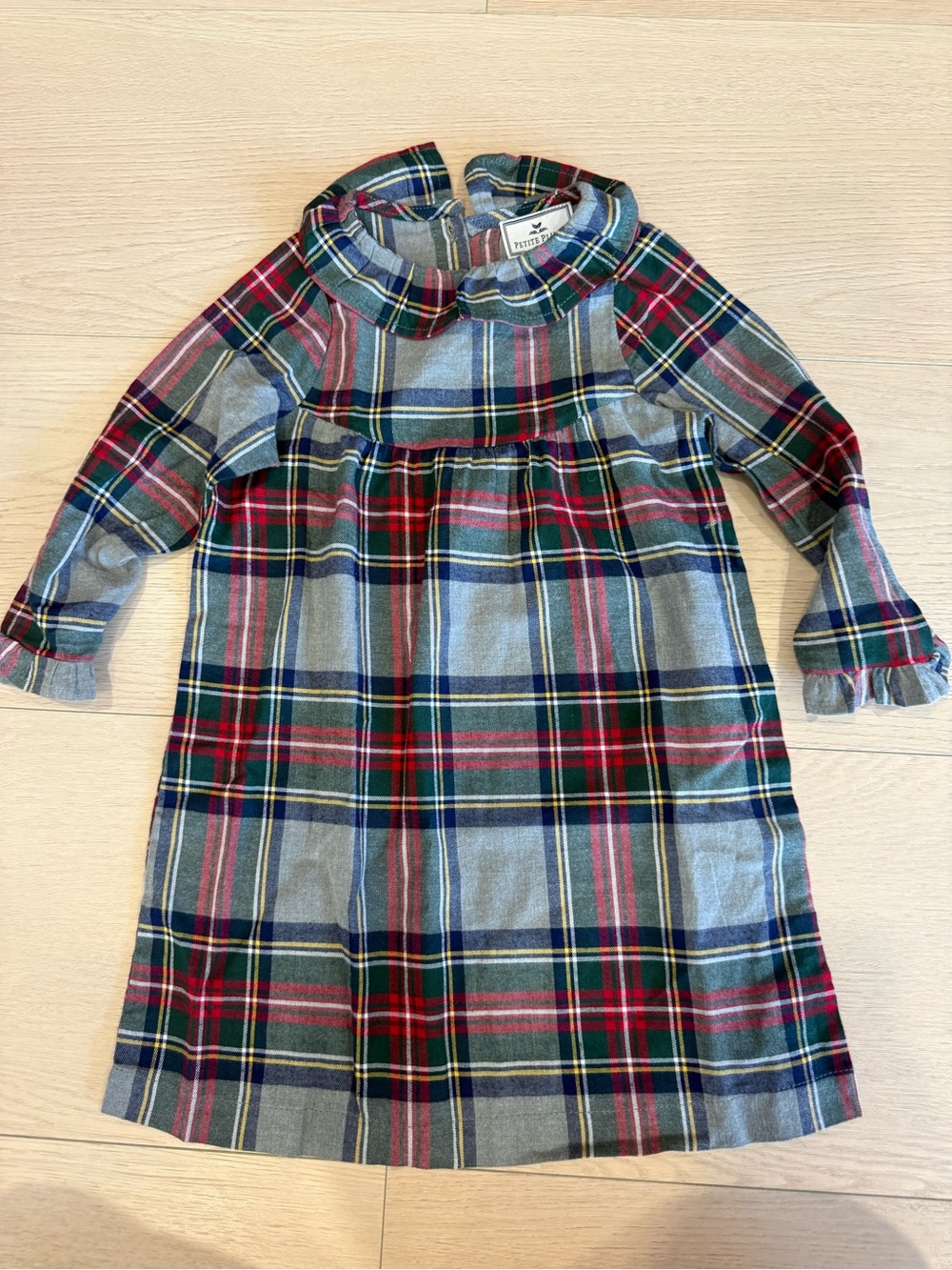 Petite Plume Tartan Plaid Ruffle Collar Kids Nightgown | 2T